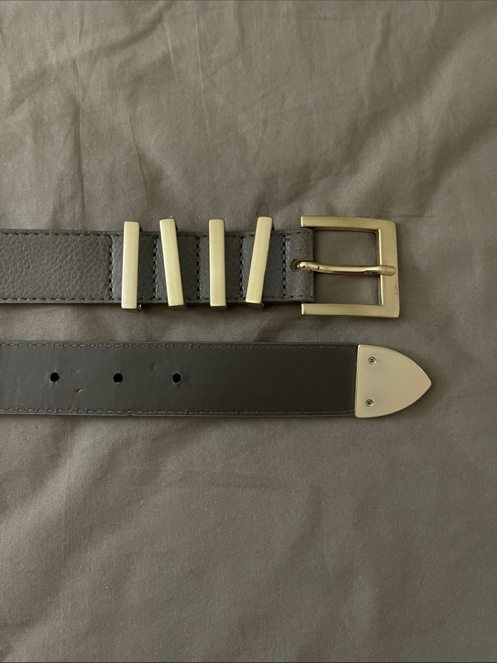 H&M Grey Belt with Gold Hardware Accents